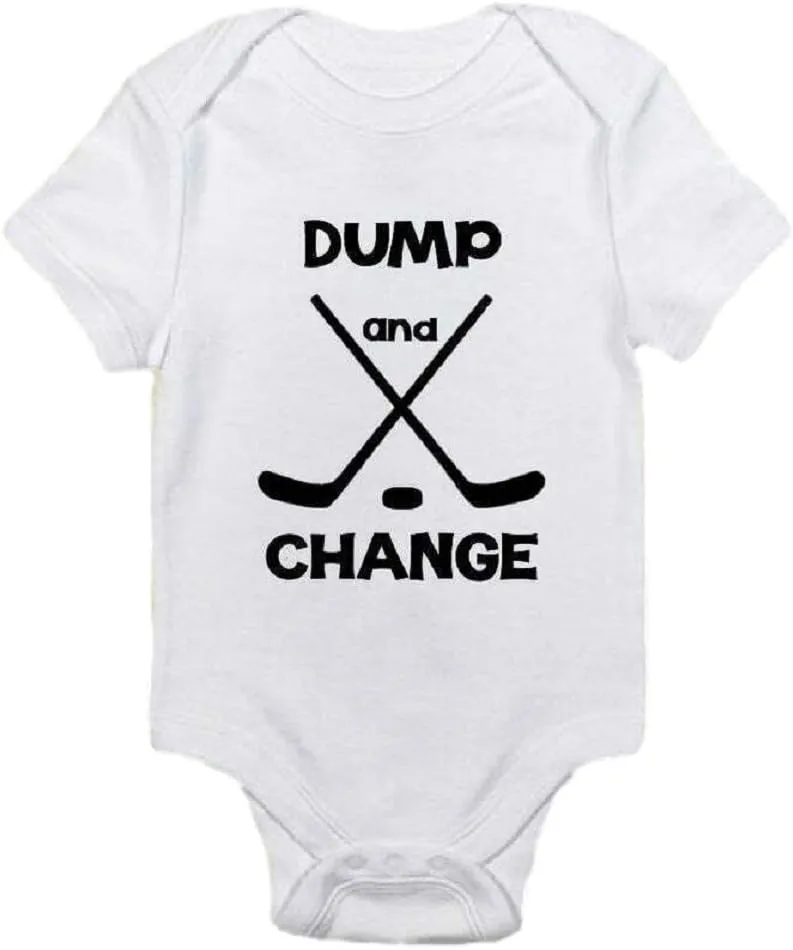 Cute Baby Hockey Bodysuit Creeper Dump and Change/Ice Ice Baby/Daddy Slipped One Past The Goalie