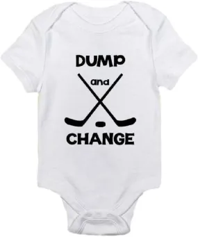 Cute Baby Hockey Bodysuit Creeper Dump and Change/Ice Ice Baby/Daddy Slipped One Past The Goalie
