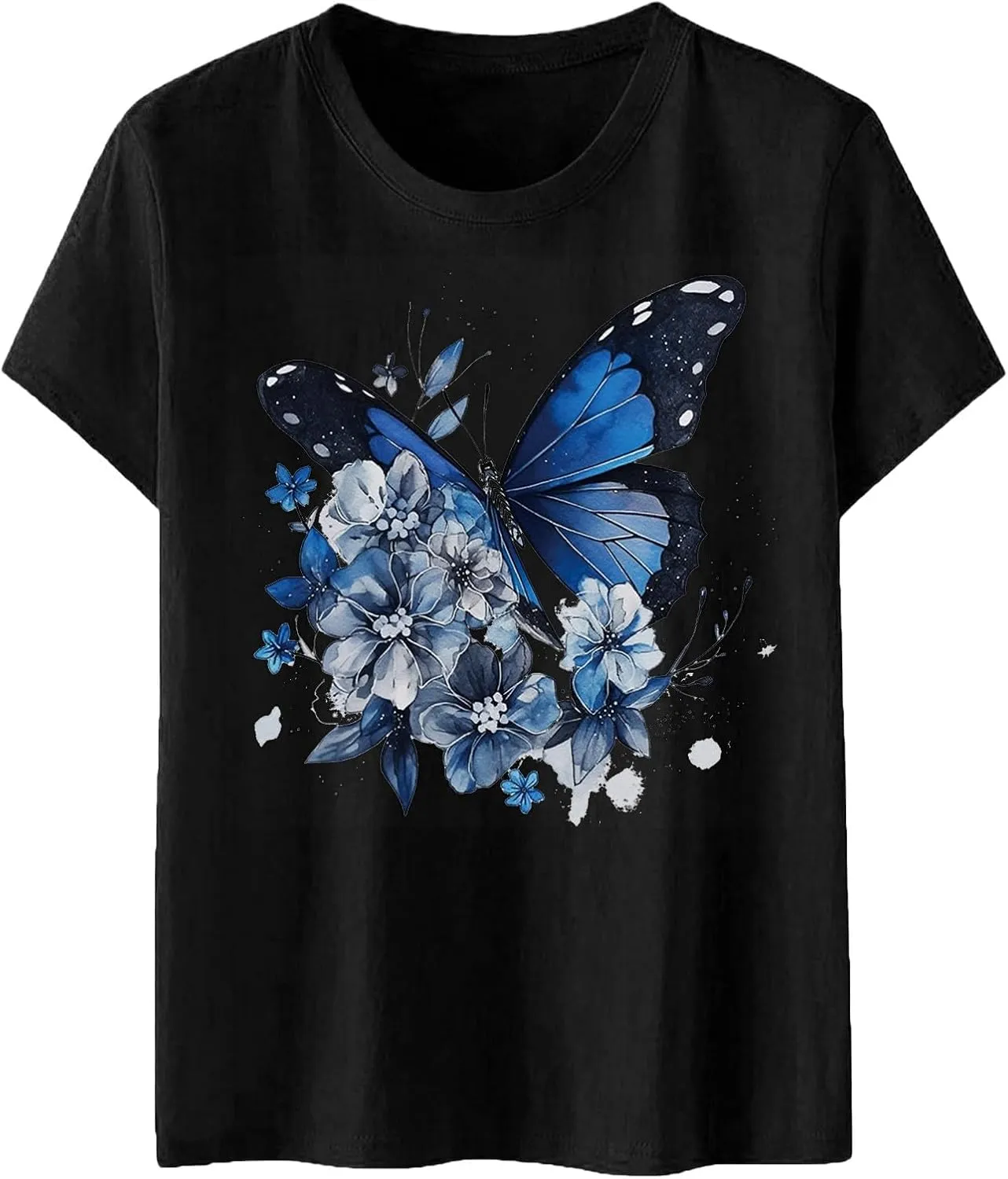 Cute T Shirts for Girls 10-12 Years Old Crew Neck Casual Floral Butterfly Tops Short Sleeve Tees Shirts Cotton Blouses