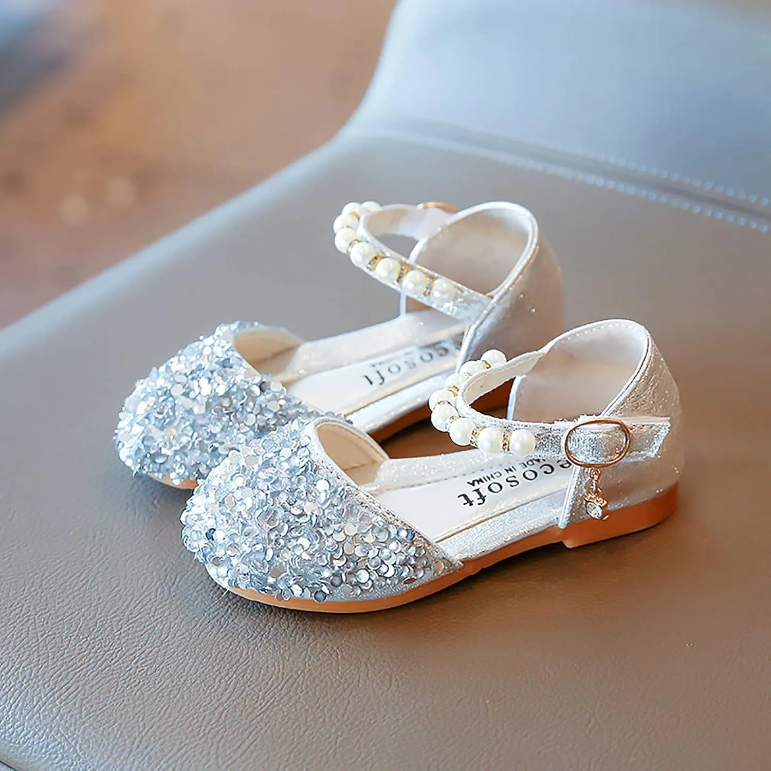 Day 5 Shoes Bling Bowknot Kids Baby Sandals Single Shoes Princess Pearl Girls Toddler Running Shoes Size 7