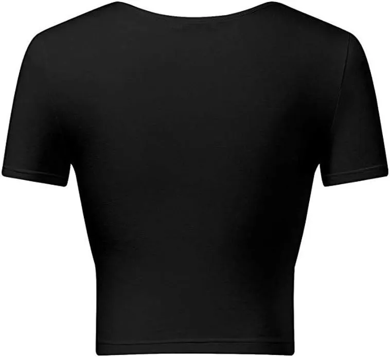 Deep V Neck Short Sleeve womens tops and blouses Unique Solid Slim Fit Coss Wrap Summer Shirts Summer Slim Sexy Crop Tops