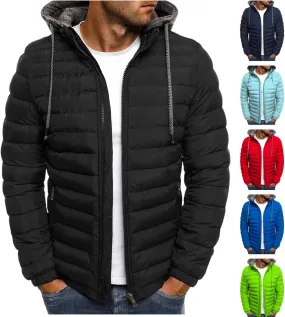Dgoopd Puffer Jacket Men Lightweight Winter Down Coat Packable Quilted Puffer Jacket Zip up Warm Outerwear Hooded Padded Coat