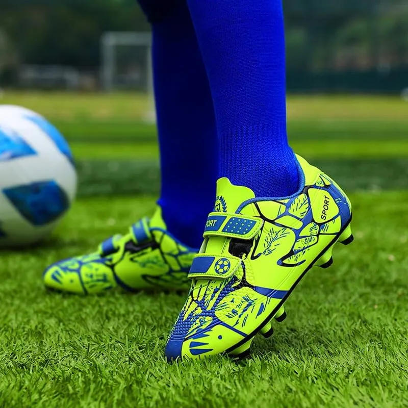 DHOVOR Boys Girls Soccer Shoes Youth Football Trainers Non-Slip Lightweight Football Cleats Football Shoes for Kids Indoor/Outdoor/Competition/Unisex