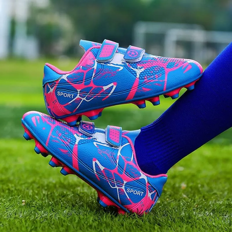 DHOVOR Boys Girls Soccer Shoes Youth Football Trainers Non-Slip Lightweight Football Cleats Football Shoes for Kids Indoor/Outdoor/Competition/Unisex