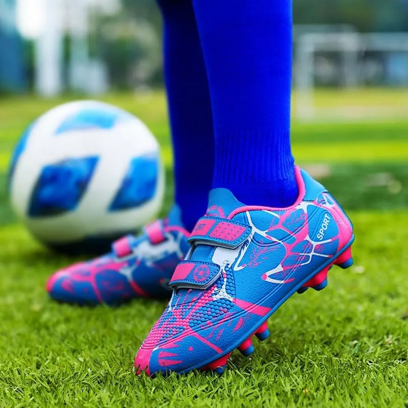 DHOVOR Boys Girls Soccer Shoes Youth Football Trainers Non-Slip Lightweight Football Cleats Football Shoes for Kids Indoor/Outdoor/Competition/Unisex