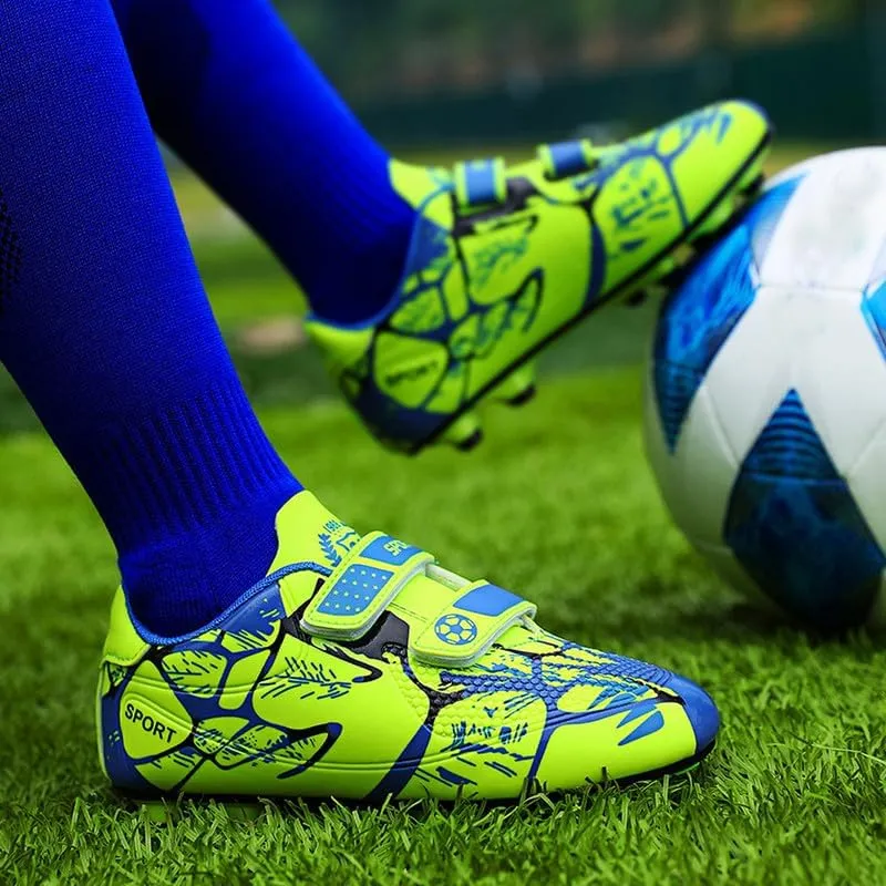 DHOVOR Boys Girls Soccer Shoes Youth Football Trainers Non-Slip Lightweight Football Cleats Football Shoes for Kids Indoor/Outdoor/Competition/Unisex