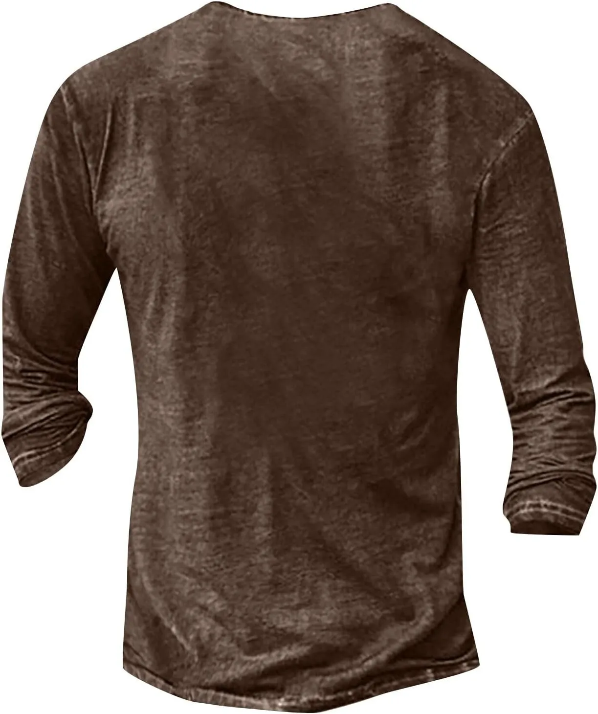 Distressed Henley Shirts for Men Retro Cool Button Up Long Sleeve Tee Shirts Slim Fit Washed Funny Graphic T-Shirts