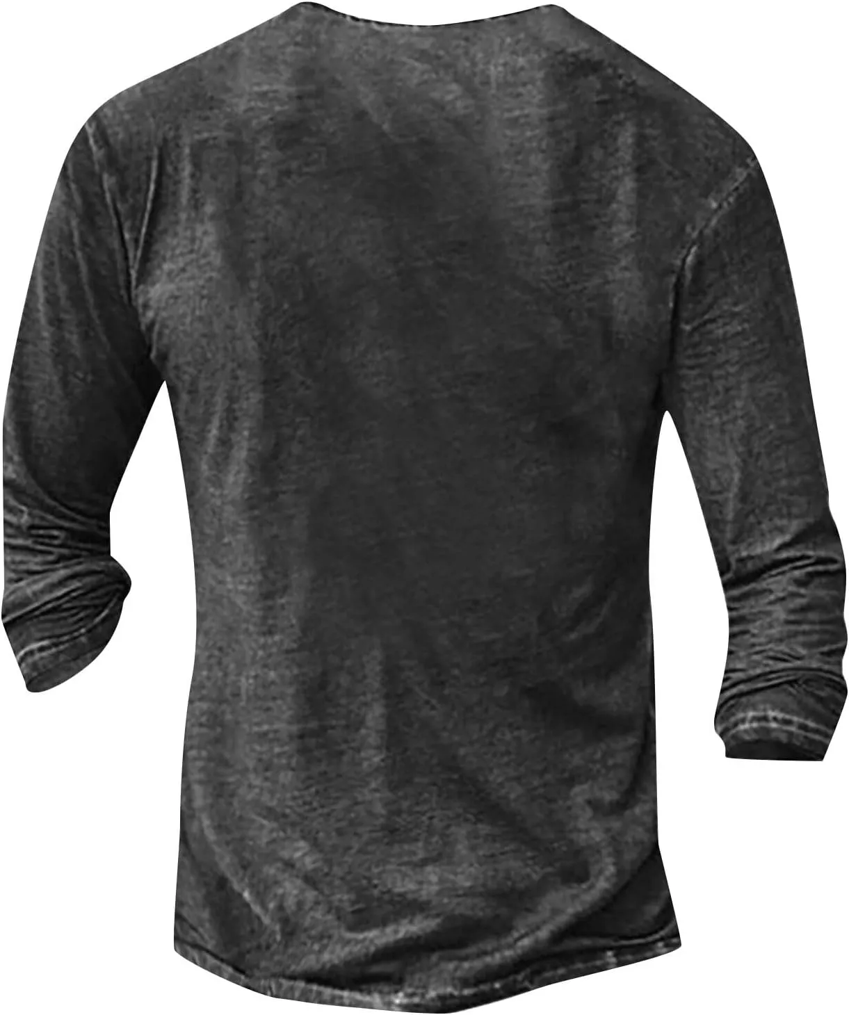 Distressed Henley Shirts for Men Retro Cool Button Up Long Sleeve Tee Shirts Slim Fit Washed Funny Graphic T-Shirts
