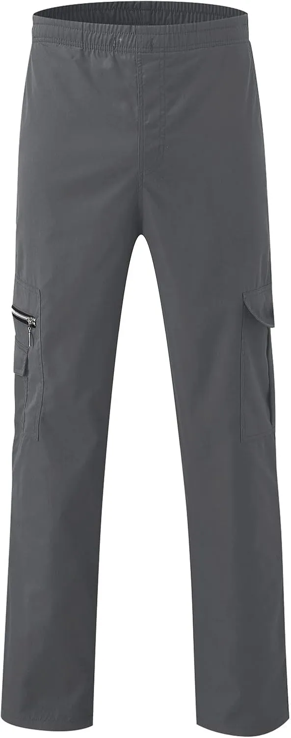 DuDubaby Mens Cargo Pants Mens Lounge Pants Fashion Casual Solid Color Elastic Pocket Overalls Pants