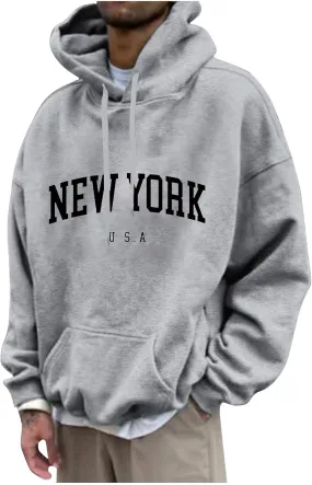 DuDubaby Mens Hoodies Print Fashion Loose Unisex Oversized Lightweight Long-Sleeved Fall Hoodies With Designs