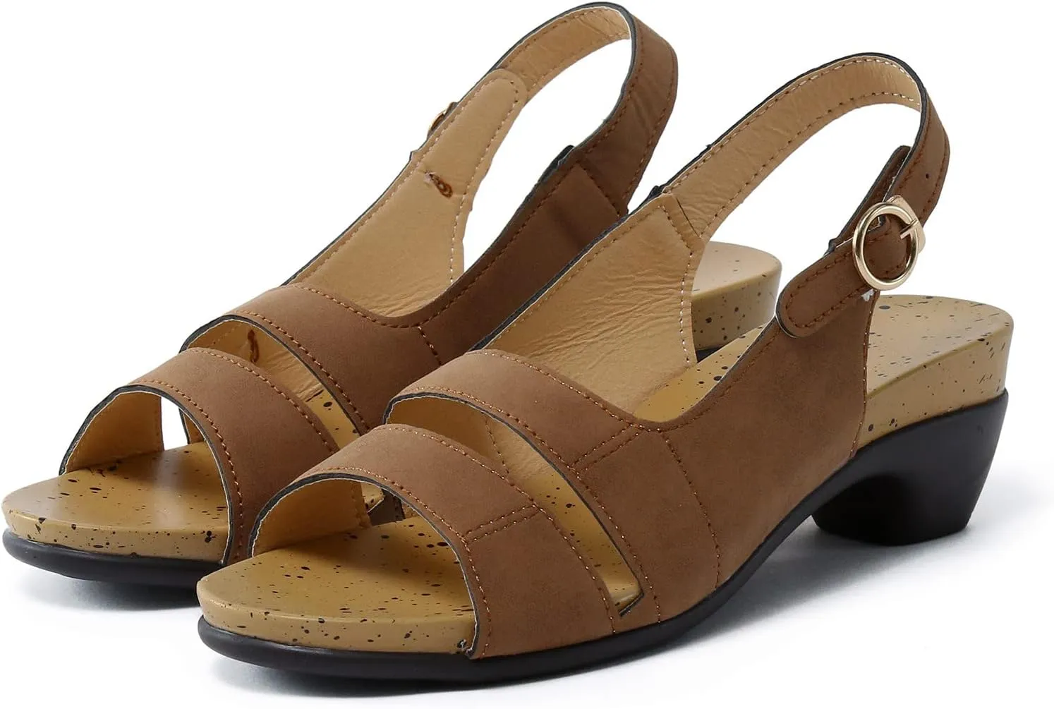 Eduavar Womens Wedge Sandals, Womens Sandals Elegant Low Heel Sandals with Ankle Strap Comfortable Peep Toe Sandals