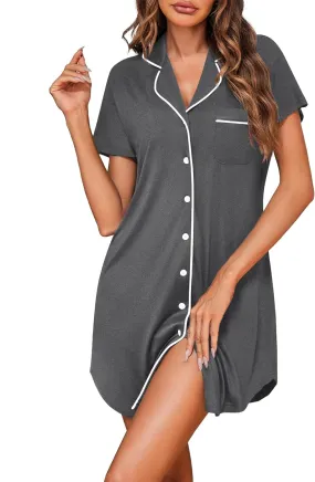 Ekouaer Womens Cotton Nightgowns Button Down Sleep Shirts Soft Night Shirts Night Dress