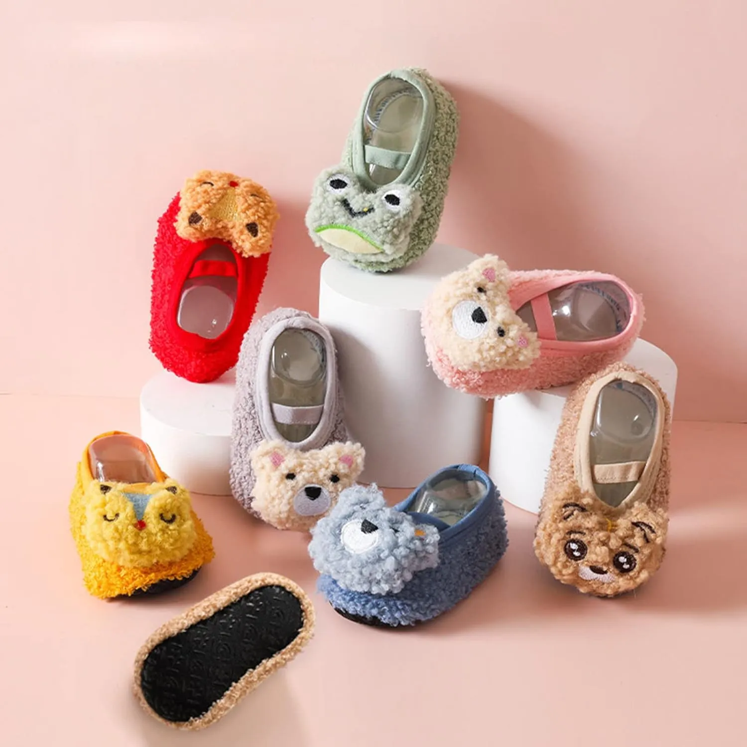 EnJoCho Boys Outdoor Shoes Boys And Girls Cartoon Character Pattern Warm Toddler Shoes Indoor Floor Socks Non Slip Shoes