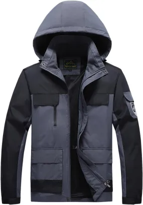 evzosrz Mens Windproof Jacket Waterproof Lightweight Mountain Sport Jacket for Mens Rain Hooded Windbreaker Outdoor Raincoats