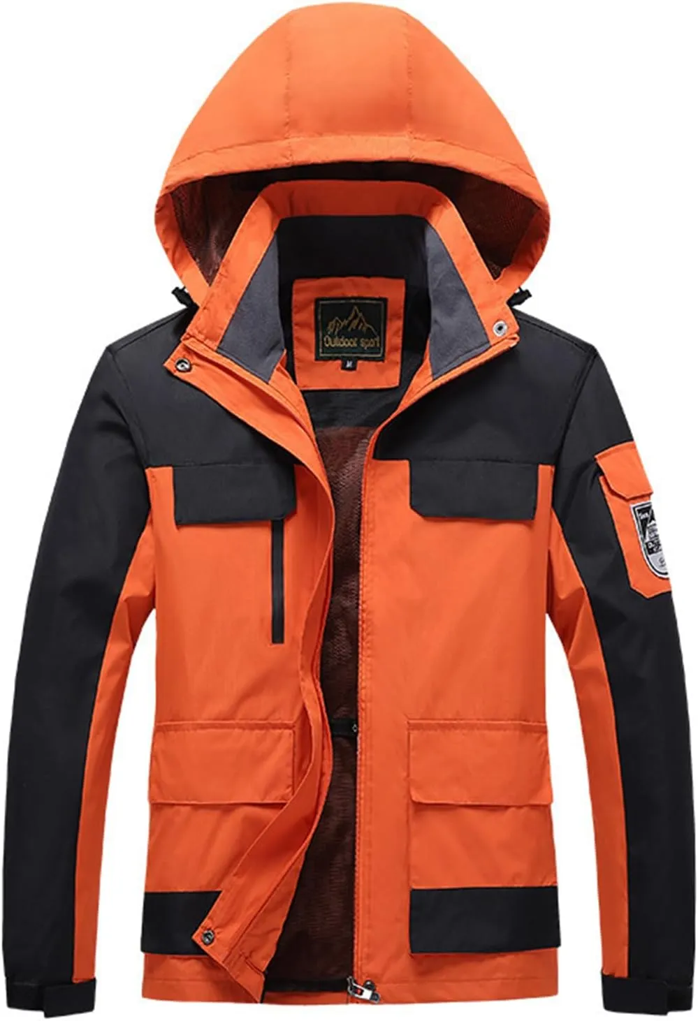 evzosrz Mens Windproof Jacket Waterproof Lightweight Mountain Sport Jacket for Mens Rain Hooded Windbreaker Outdoor Raincoats