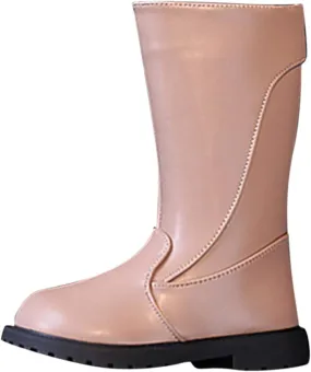 Fashion Autumn And Winter Girls Mid Calf Boots Flat Bottom Thick Soles Non Slip Plush Warm Solid Side Dark Riding