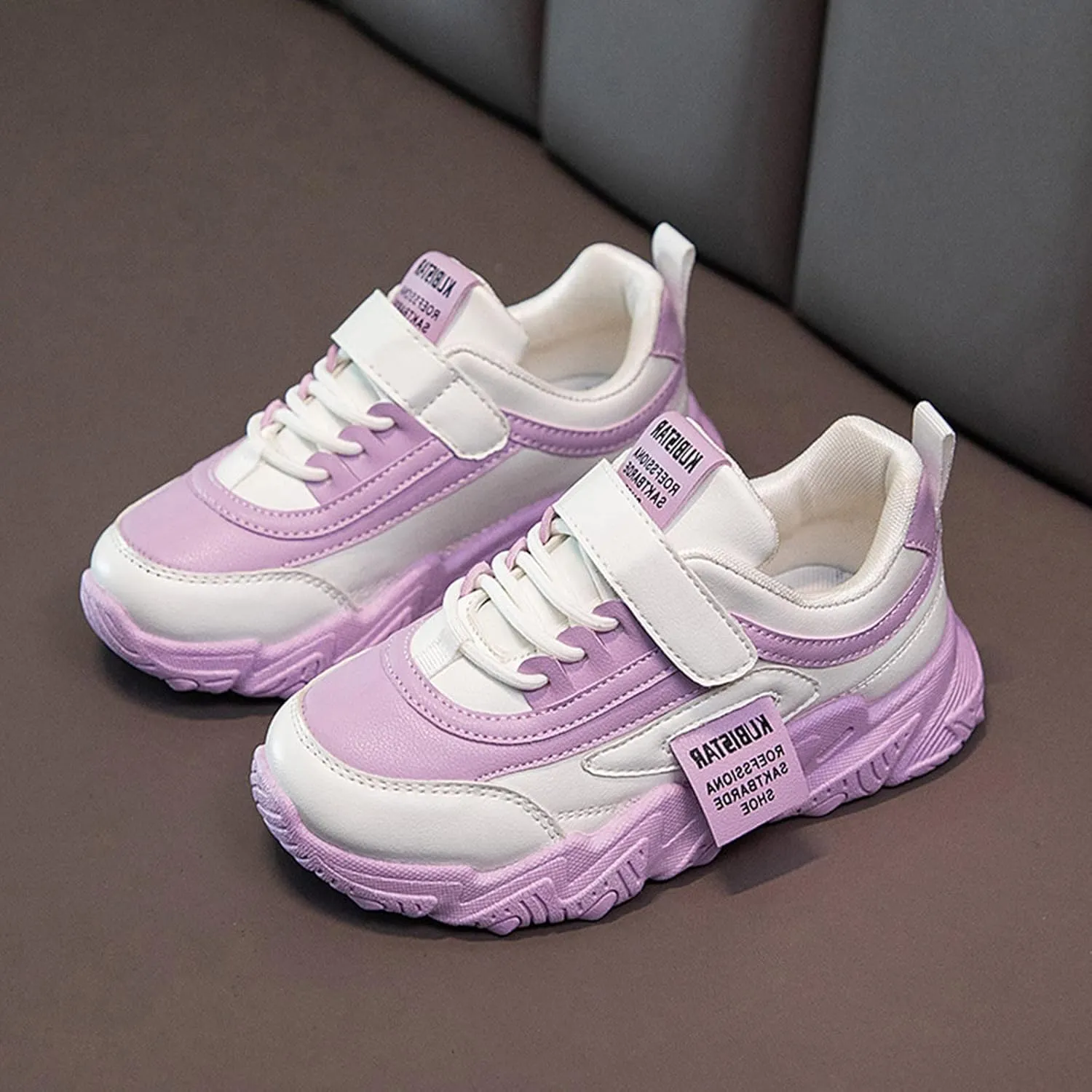 Fashion Teen Girls All Seasons Sports Shoes Girls Solid Flat Thick Sole Non-Slip Hook Sprinkles Running Shoes