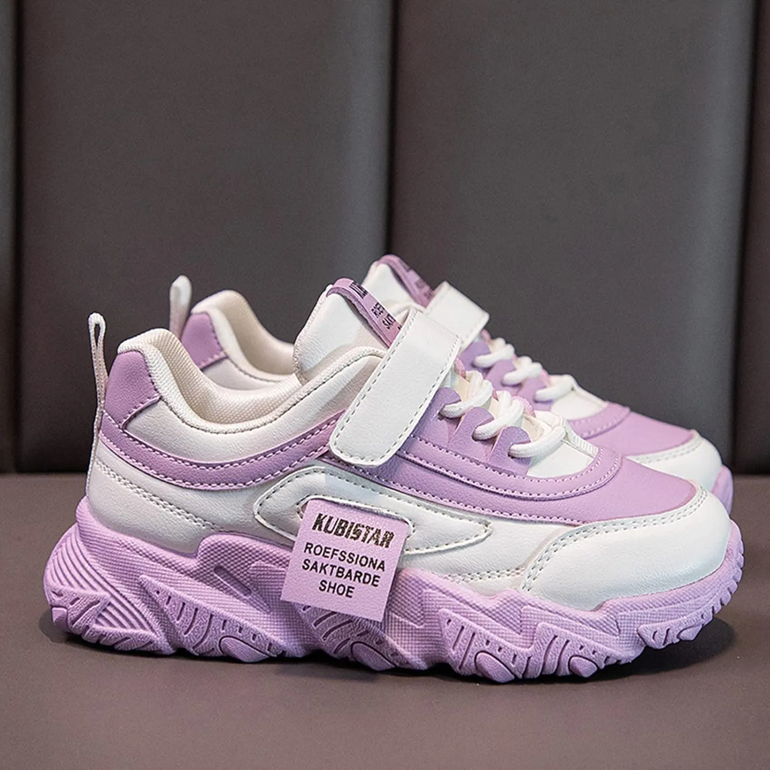 Fashion Teen Girls All Seasons Sports Shoes Girls Solid Flat Thick Sole Non-Slip Hook Sprinkles Running Shoes