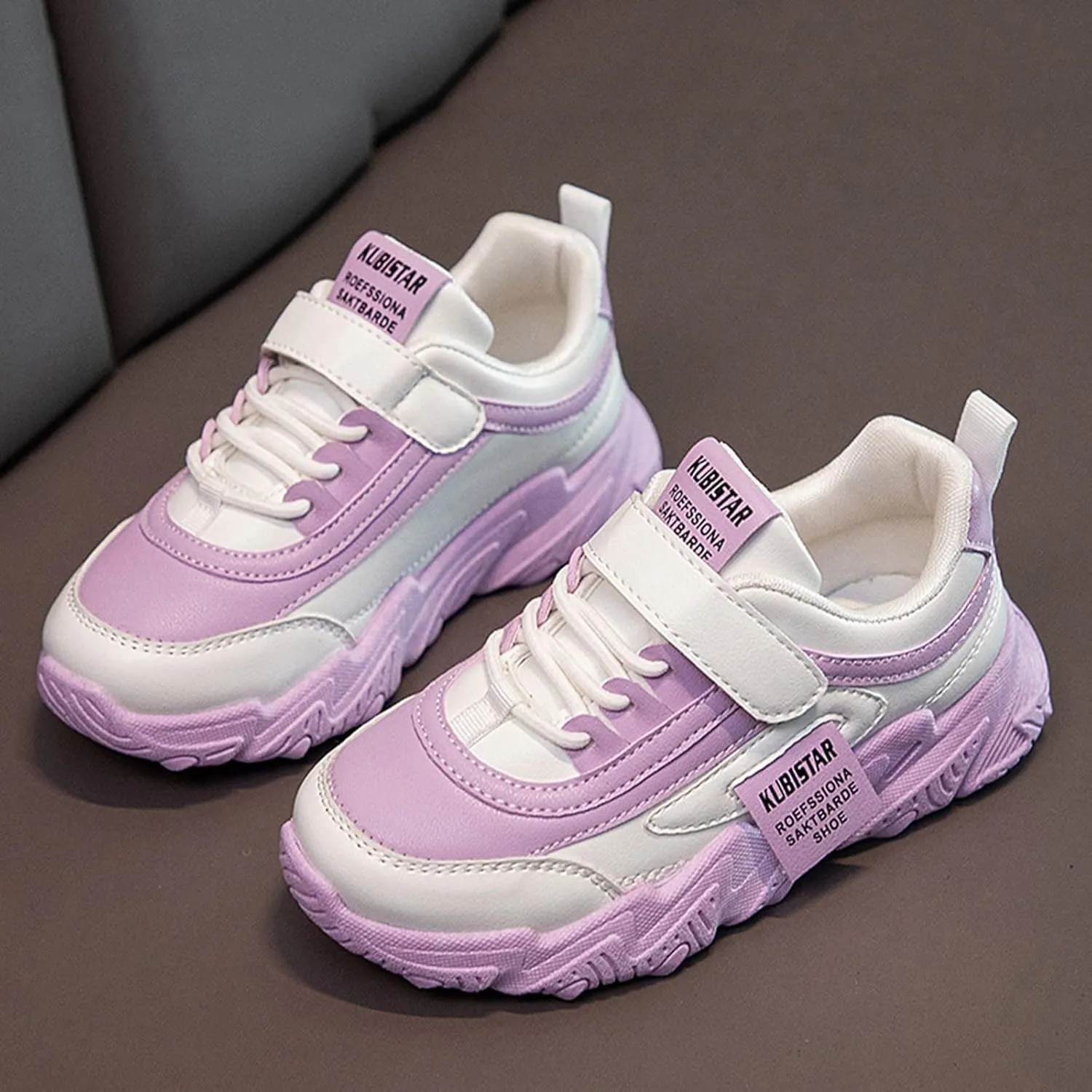 Fashion Teen Girls All Seasons Sports Shoes Girls Solid Flat Thick Sole Non-Slip Hook Sprinkles Running Shoes