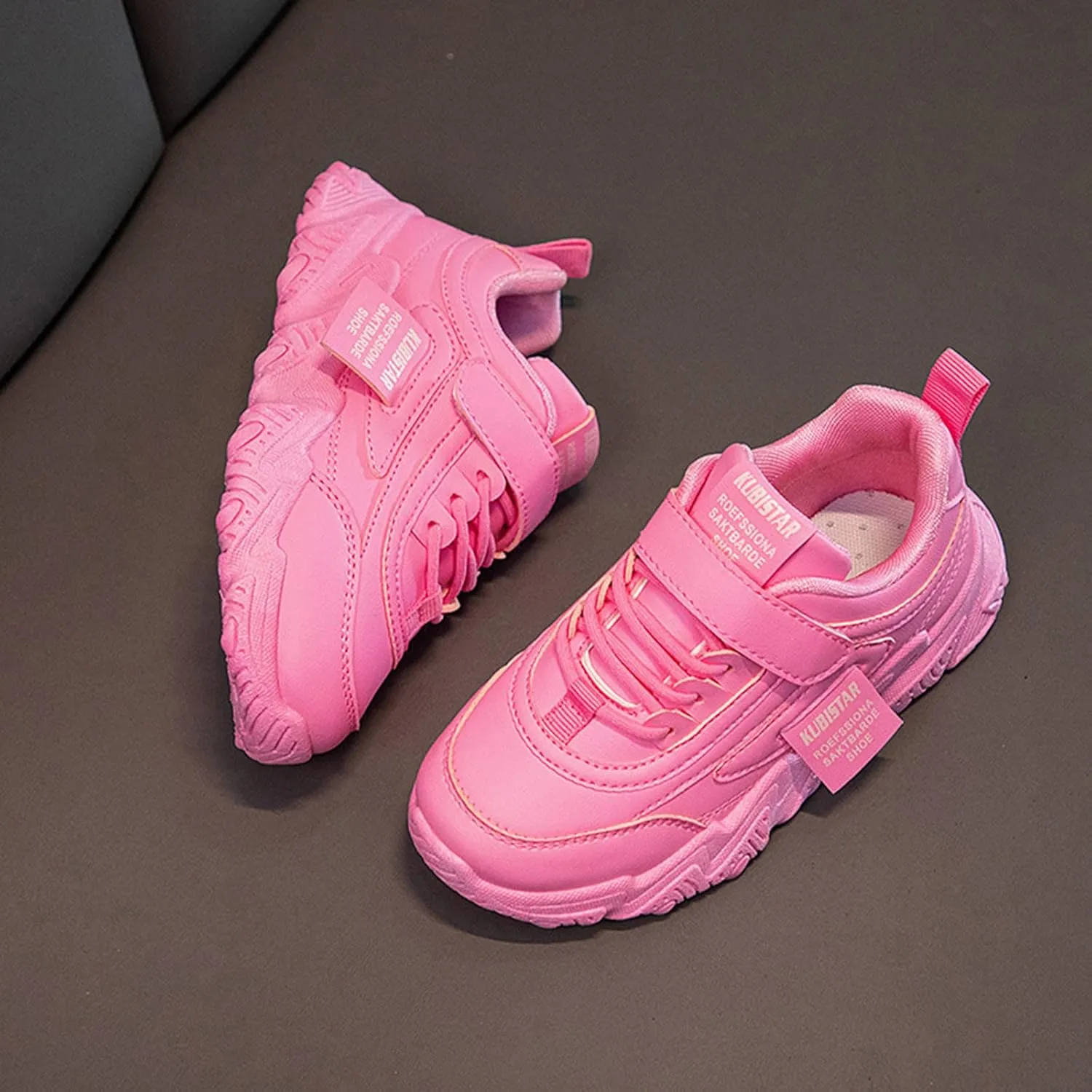 Fashion Teen Girls All Seasons Sports Shoes Girls Solid Flat Thick Sole Non-Slip Hook Sprinkles Running Shoes