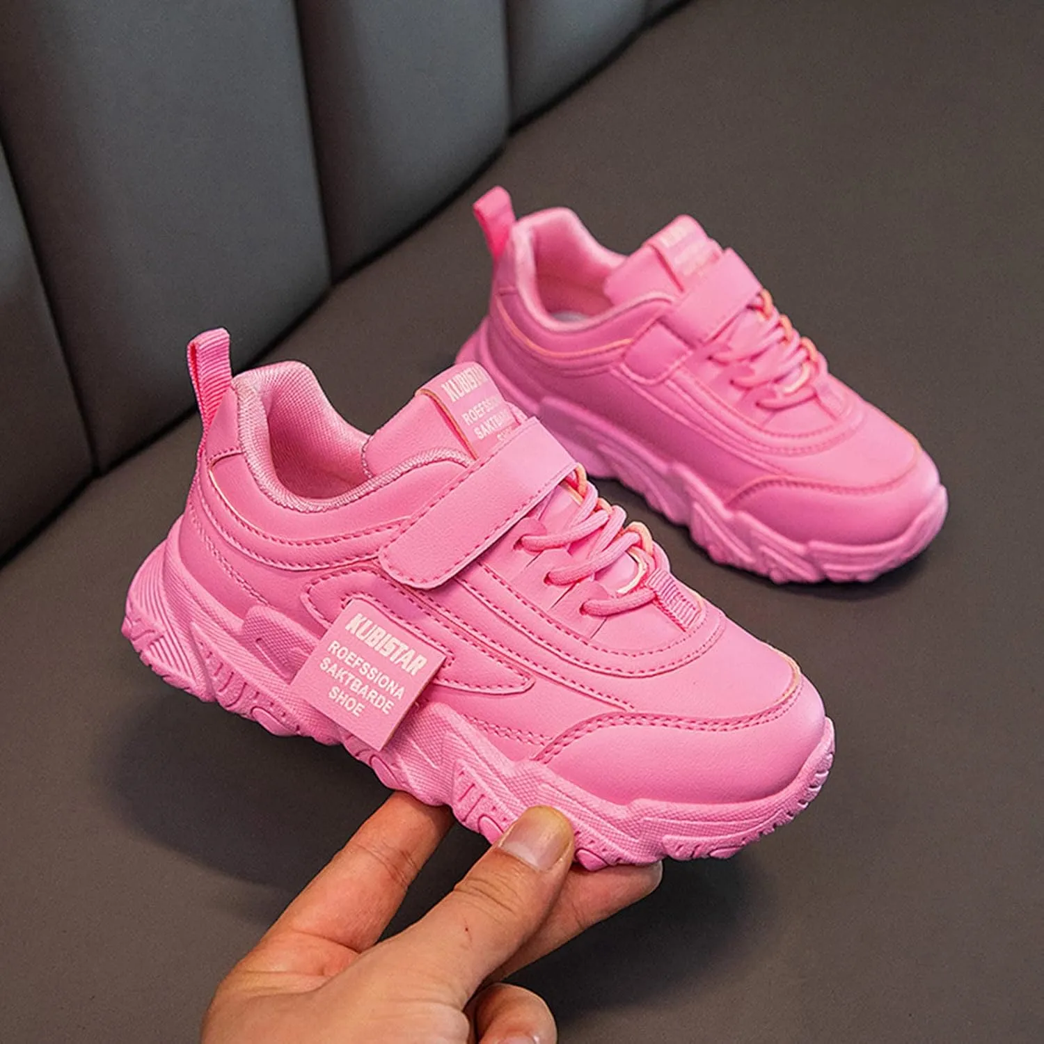 Fashion Teen Girls All Seasons Sports Shoes Girls Solid Flat Thick Sole Non-Slip Hook Sprinkles Running Shoes