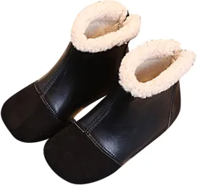 Fashion Winter Children Boots Boys And Girls Ankle Boots Flat Bottom Flat Heel Round Little Girls Insulated Rubber
