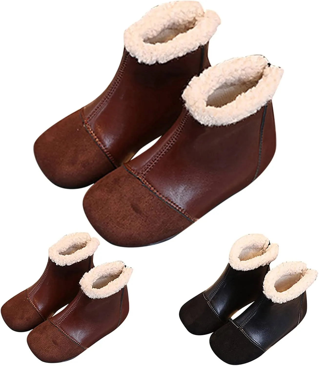 Fashion Winter Children Boots Boys And Girls Ankle Boots Flat Bottom Flat Heel Round Little Girls Insulated Rubber