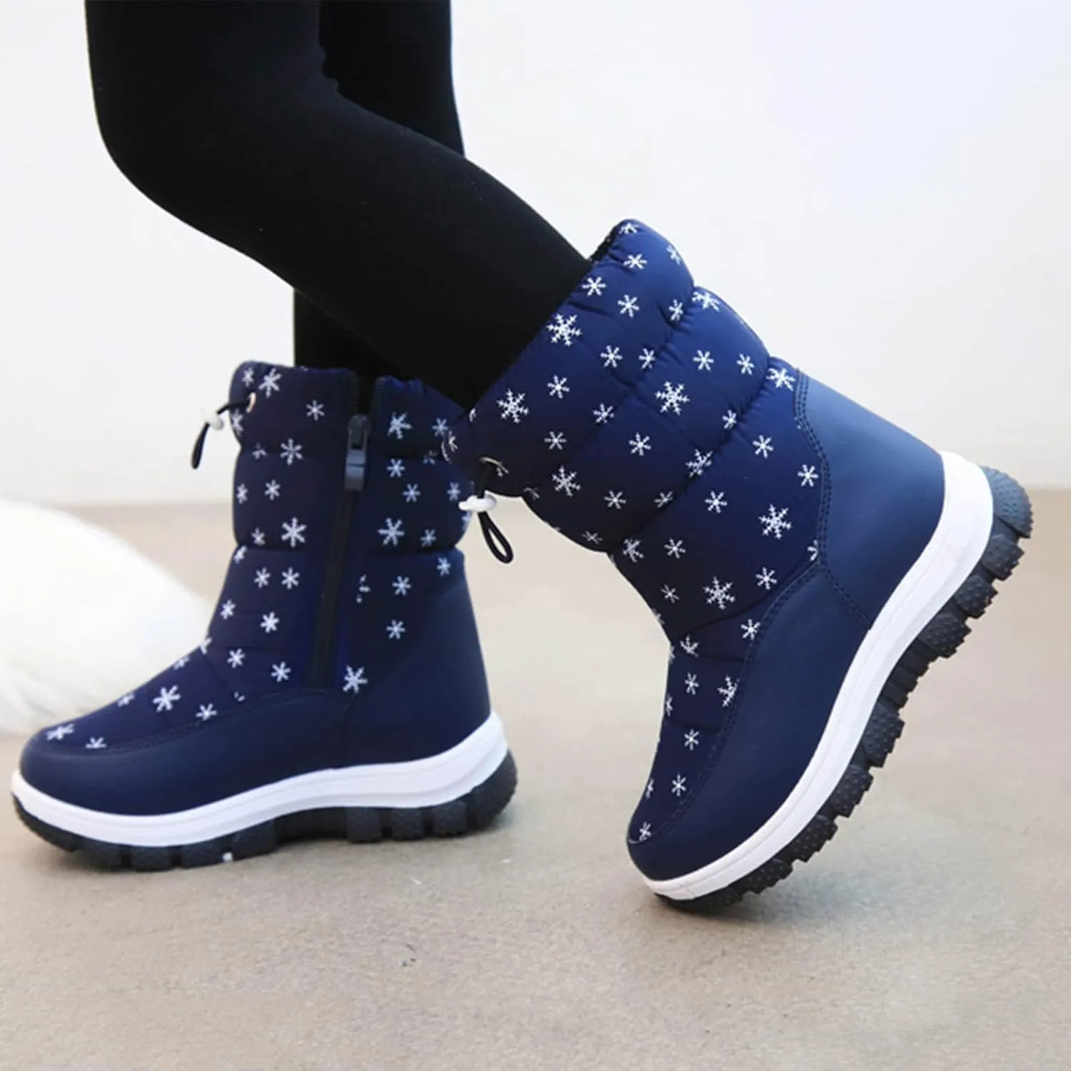 Fashion Winter Children Snow Boots For Boys And Girls Thick Soles Non Slip And Upper Mid Calf Boots Side Kids Warm