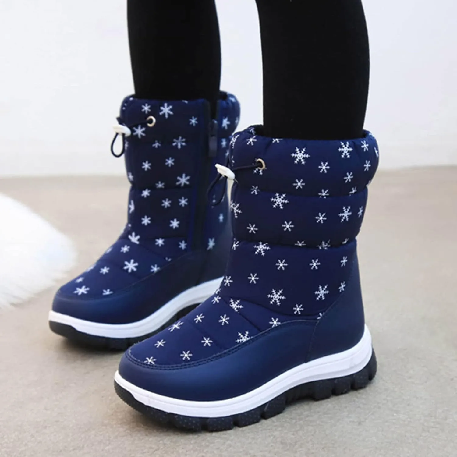 Fashion Winter Children Snow Boots For Boys And Girls Thick Soles Non Slip And Upper Mid Calf Boots Side Kids Warm