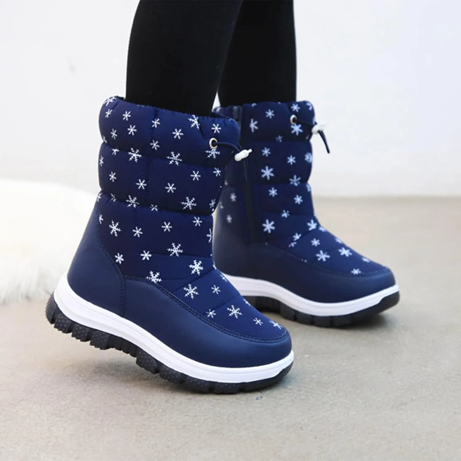 Fashion Winter Children Snow Boots For Boys And Girls Thick Soles Non Slip And Upper Mid Calf Boots Side Kids Warm