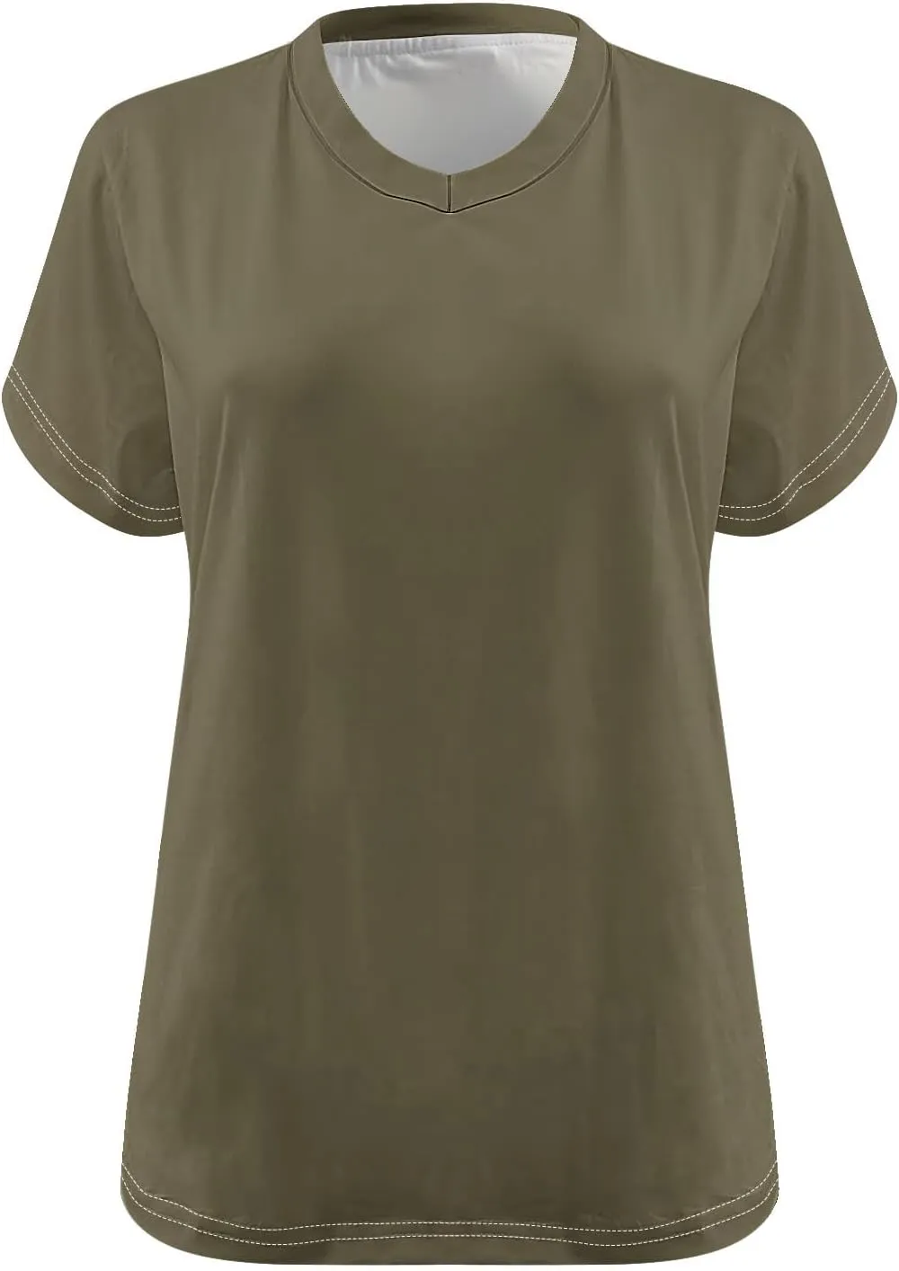 Fashion Womens Oversized Shirts Solid Color Casual V-Neck Tee Tops Classic Short Sleeve Shirts Loose Comfy T-Shirts