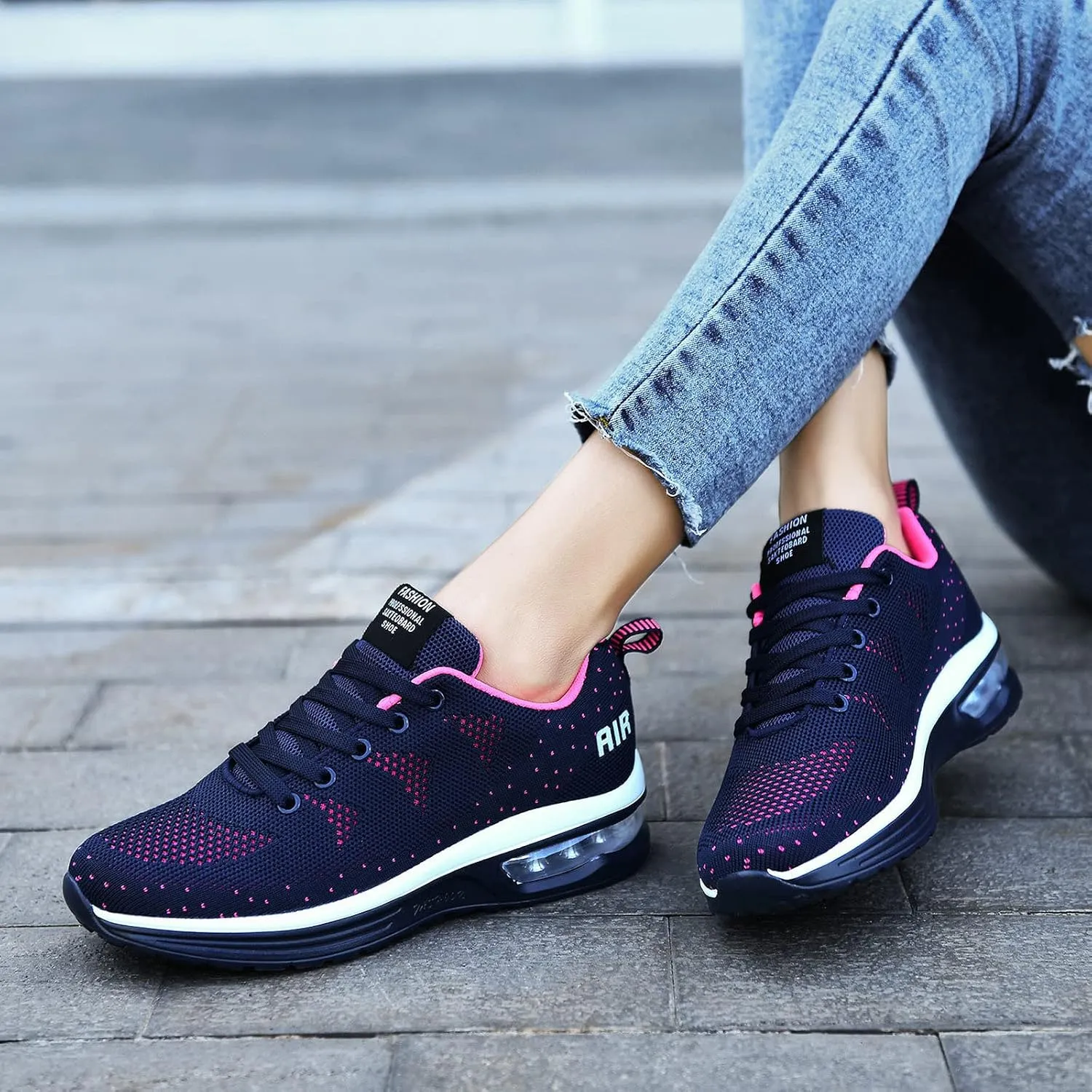 FLIOZY Womens Running Shoes Air Cushion Lightweight Sneakers Lace up Walking Tennis Shoes for Women