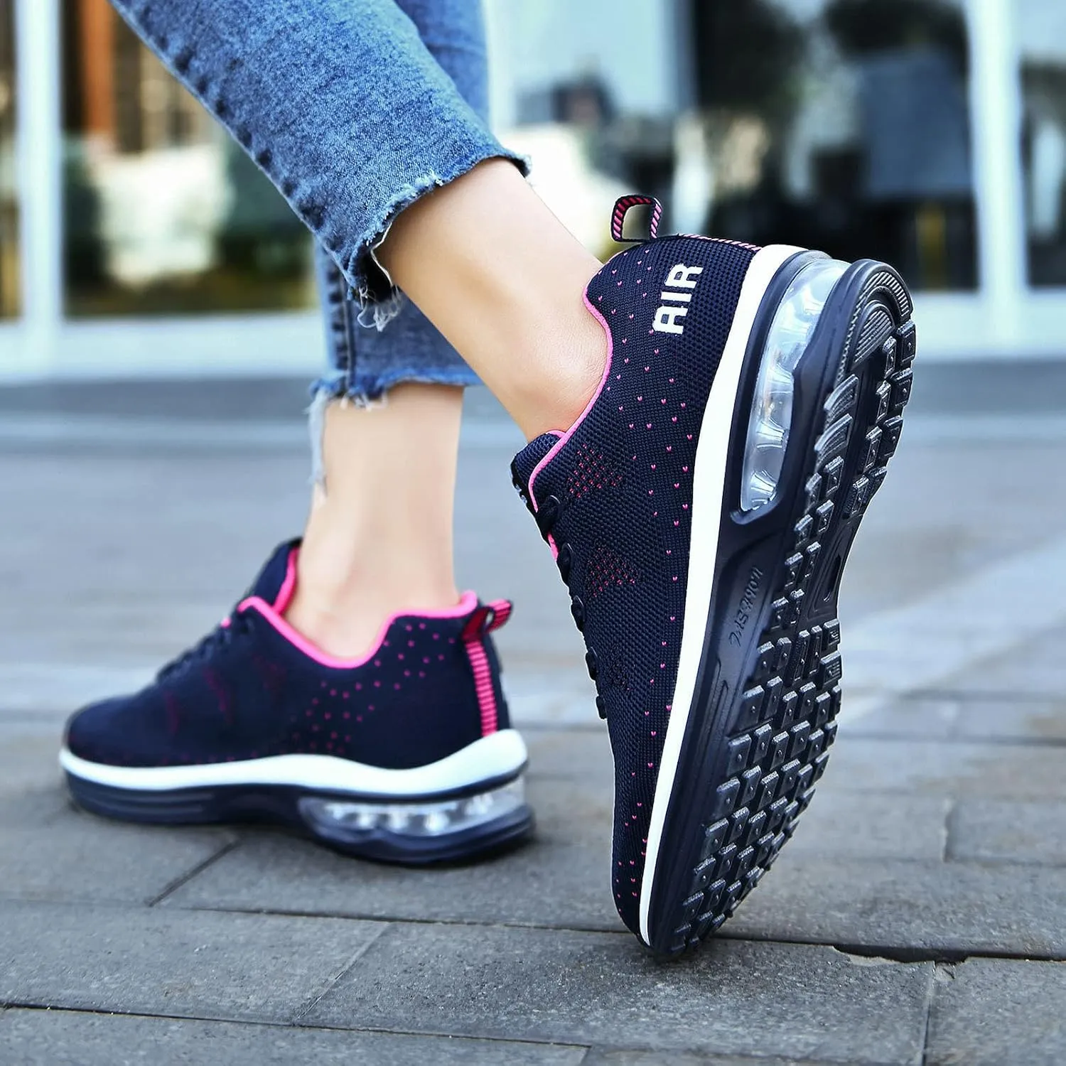 FLIOZY Womens Running Shoes Air Cushion Lightweight Sneakers Lace up Walking Tennis Shoes for Women