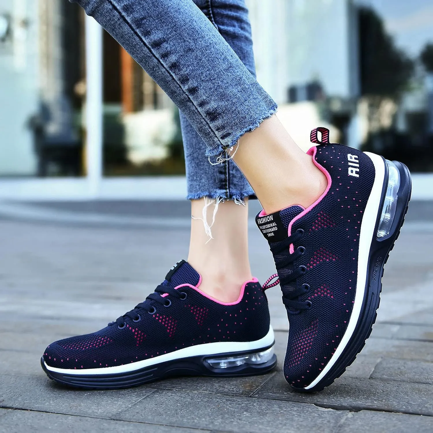 FLIOZY Womens Running Shoes Air Cushion Lightweight Sneakers Lace up Walking Tennis Shoes for Women