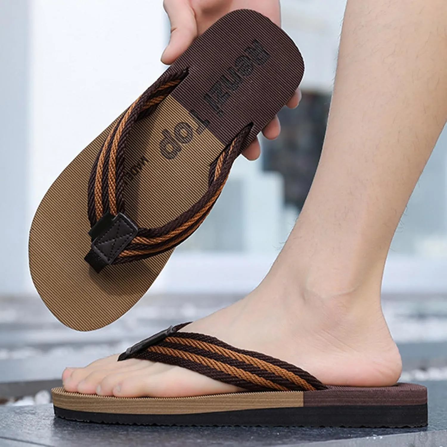 Foreign Trade Flip Flops for Men Beach Slippers for Men Summer Non Slip External Wearing with Toe Indoor Flip Flop