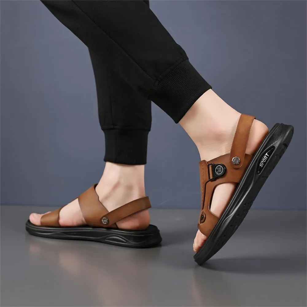 Genuine Leather Sandals Mens For Outdoor Sandals Mens Adjustable Strap Sandals
