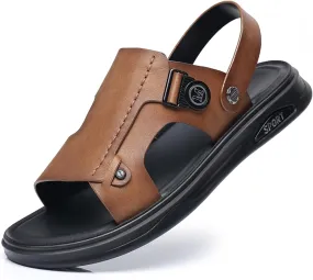 Genuine Leather Sandals Mens For Outdoor Sandals Mens Adjustable Strap Sandals