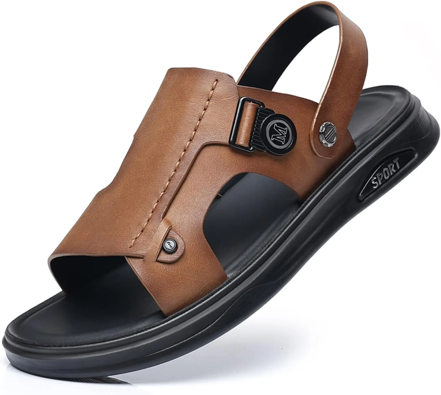 Genuine Leather Sandals Mens For Outdoor Sandals Mens Adjustable Strap Sandals