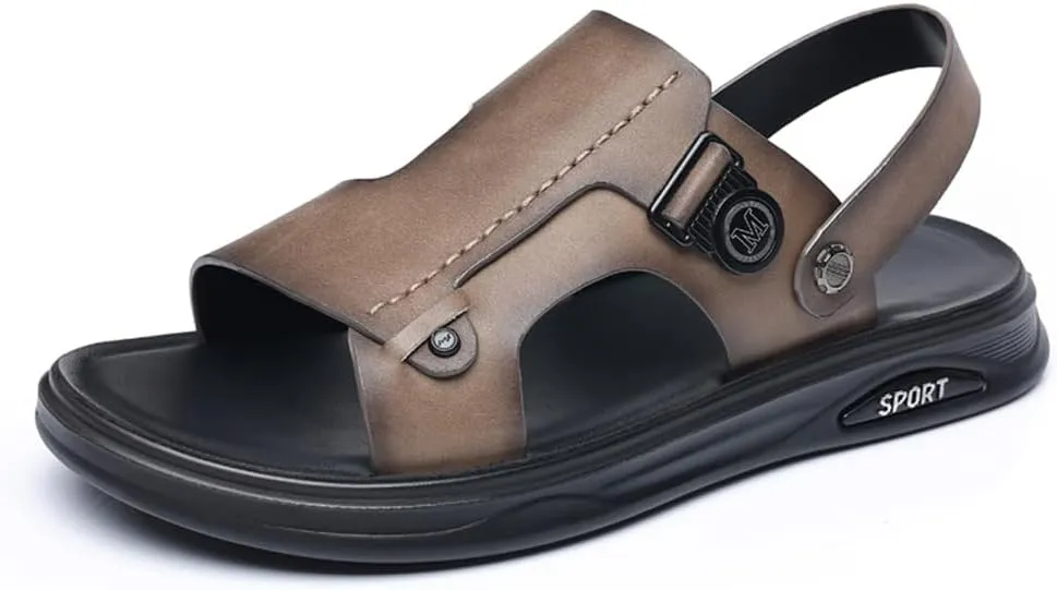 Genuine Leather Sandals Mens For Outdoor Sandals Mens Adjustable Strap Sandals