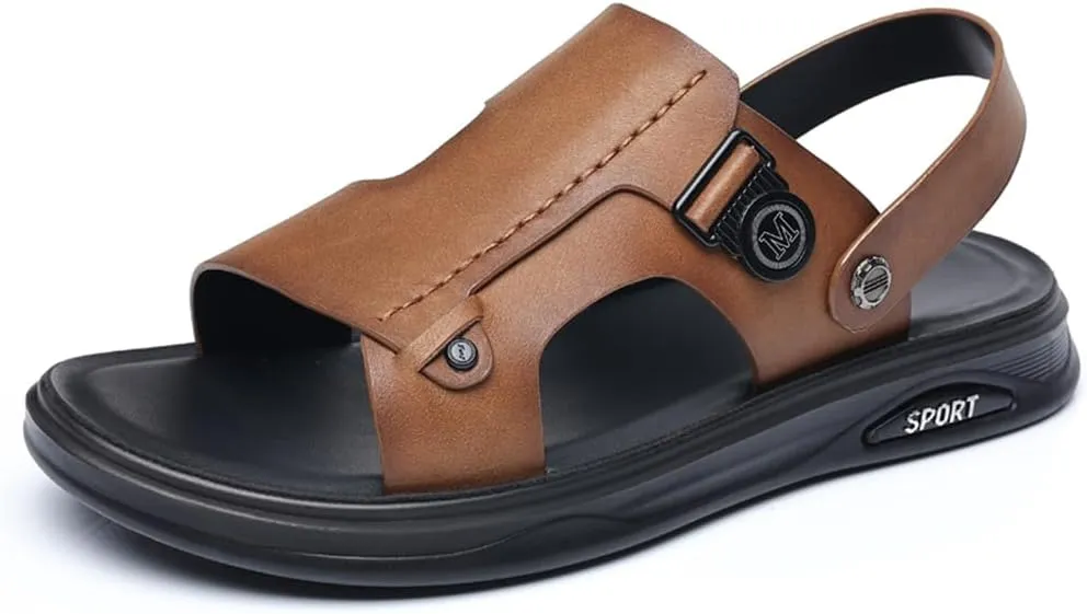 Genuine Leather Sandals Mens For Outdoor Sandals Mens Adjustable Strap Sandals