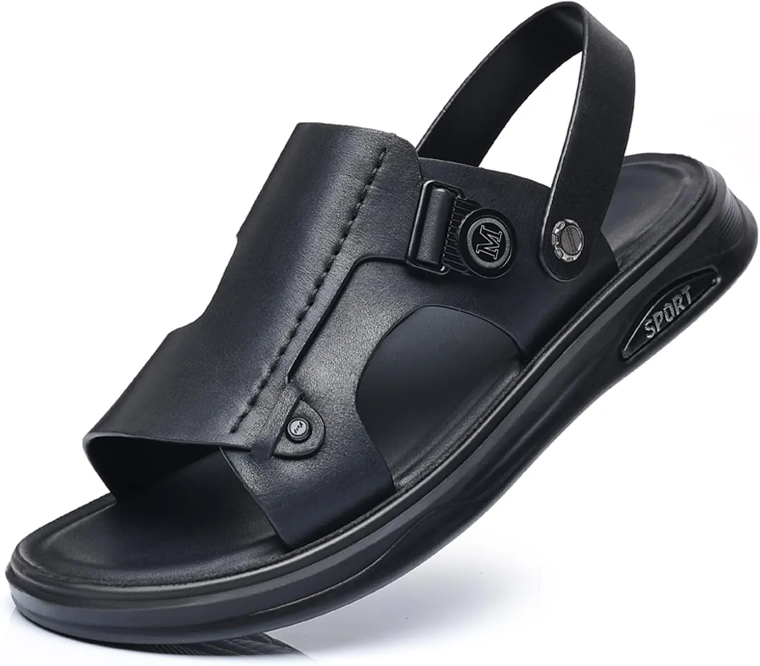 Genuine Leather Sandals Mens For Outdoor Sandals Mens Adjustable Strap Sandals