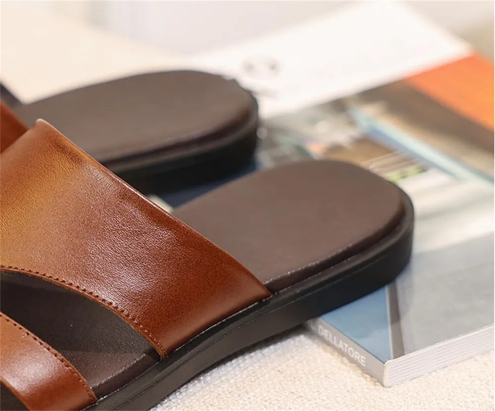 Genuine Leather Sandals Mens For Outdoor Sandals Mens Fashion Slippers