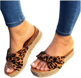 Gibobby Womens Slippers,Womens Bow Slip-on Platform Sandals Flip Flops Summer Slippers Flat Bowknot Casual Open Toe Shoes