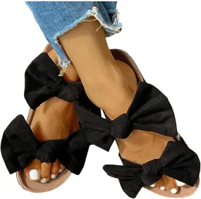 Gibobby Womens Slippers,Womens Bow Slip-on Platform Sandals Flip Flops Summer Slippers Flat Bowknot Casual Open Toe Shoes