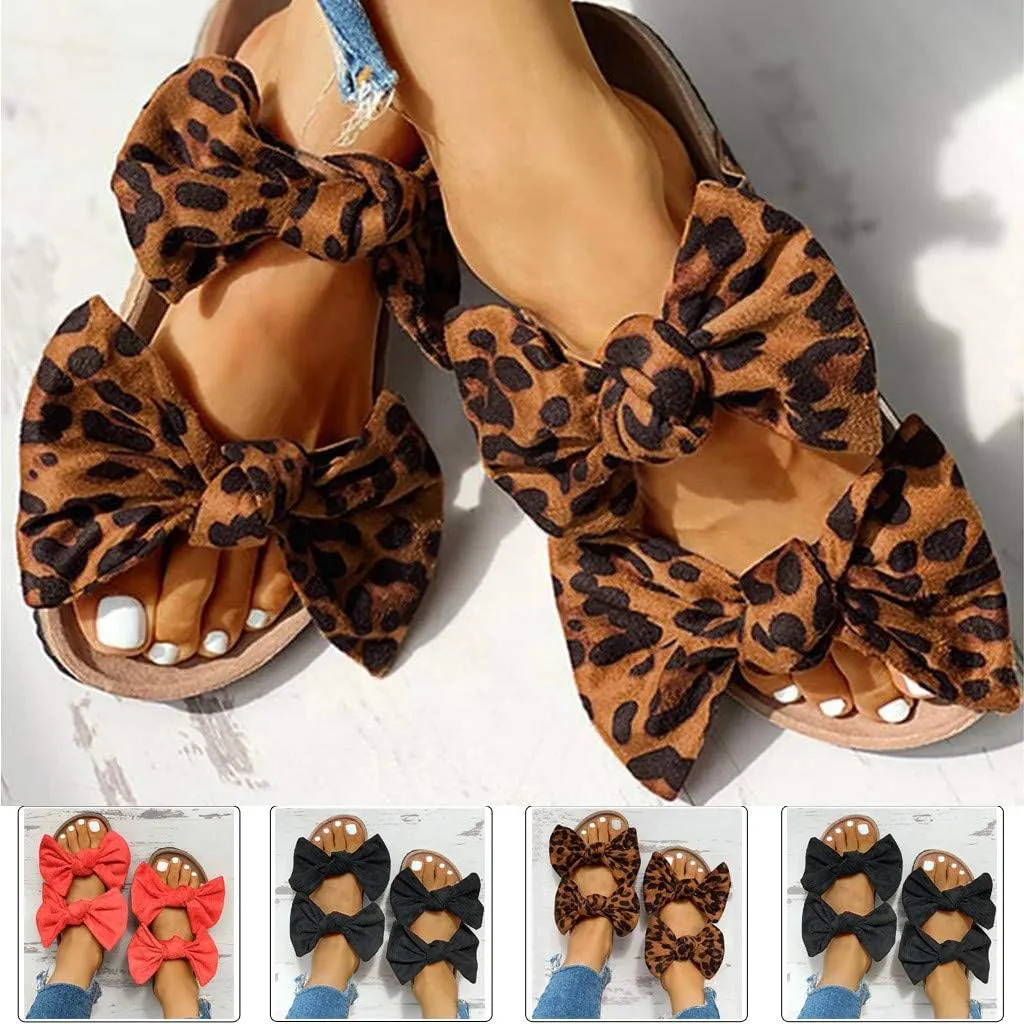 Gibobby Womens Slippers,Womens Bow Slip-on Platform Sandals Flip Flops Summer Slippers Flat Bowknot Casual Open Toe Shoes