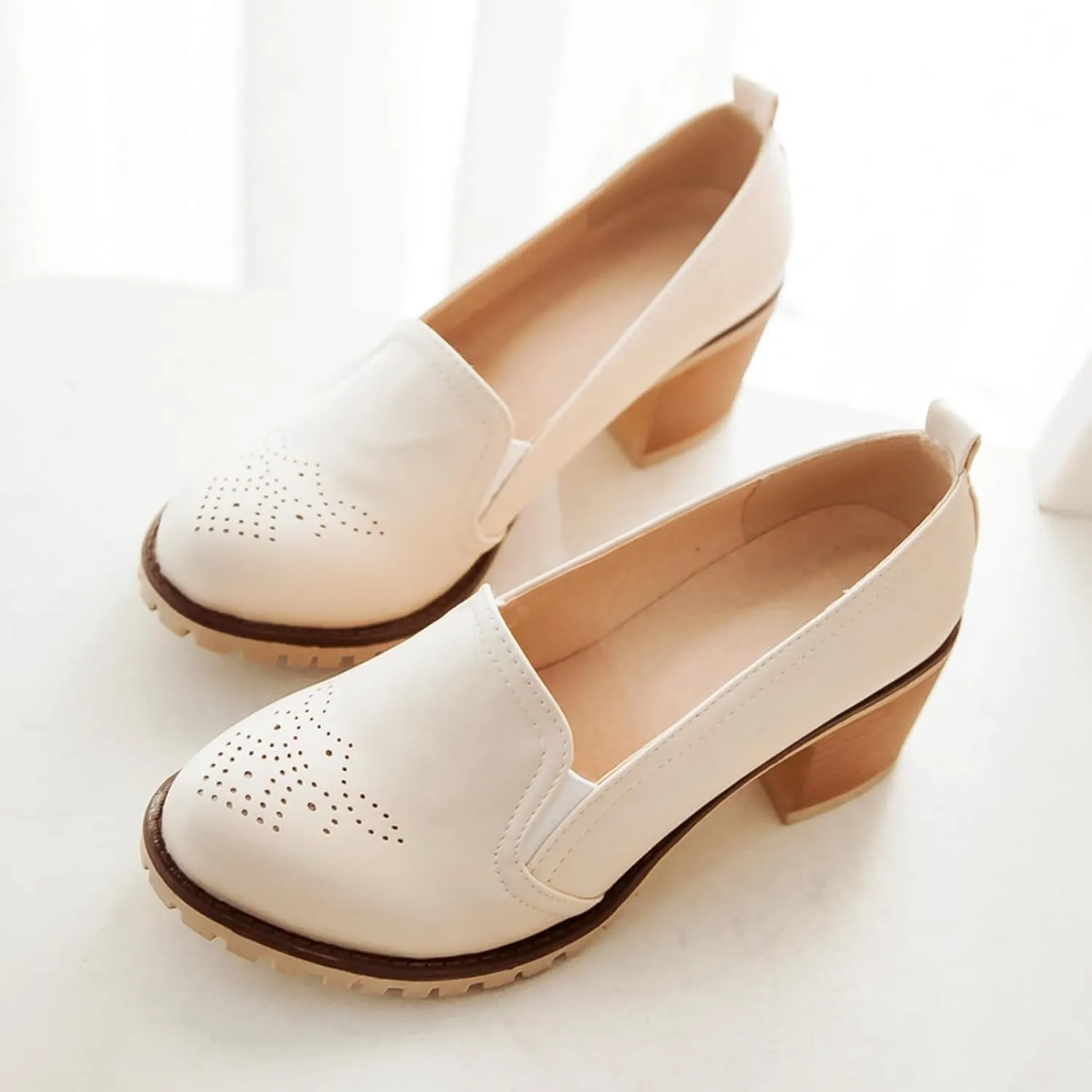 Gicoiz Mary Jane T Bar Womens Block Heel Office Work Shoes