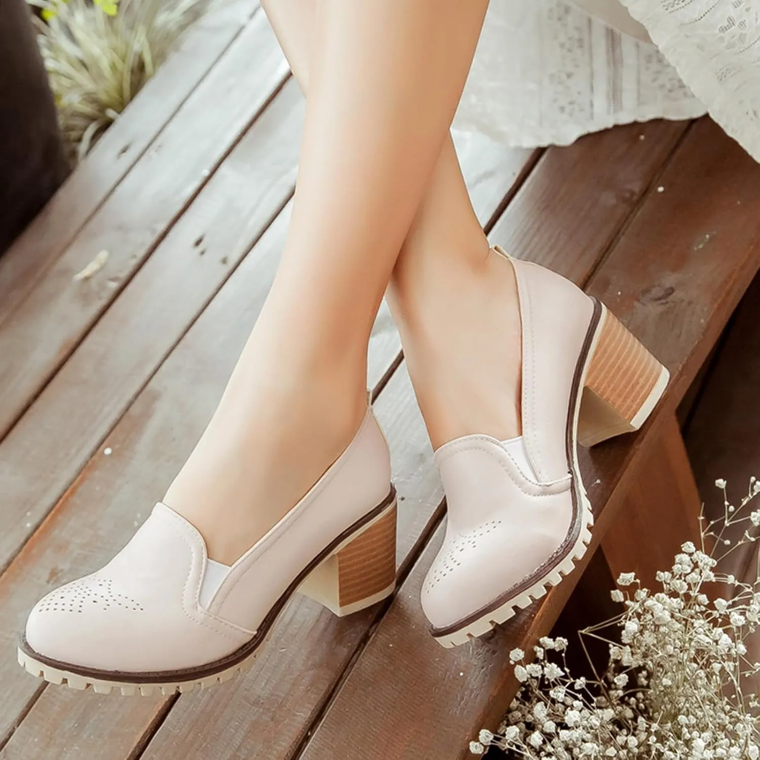 Gicoiz Mary Jane T Bar Womens Block Heel Office Work Shoes