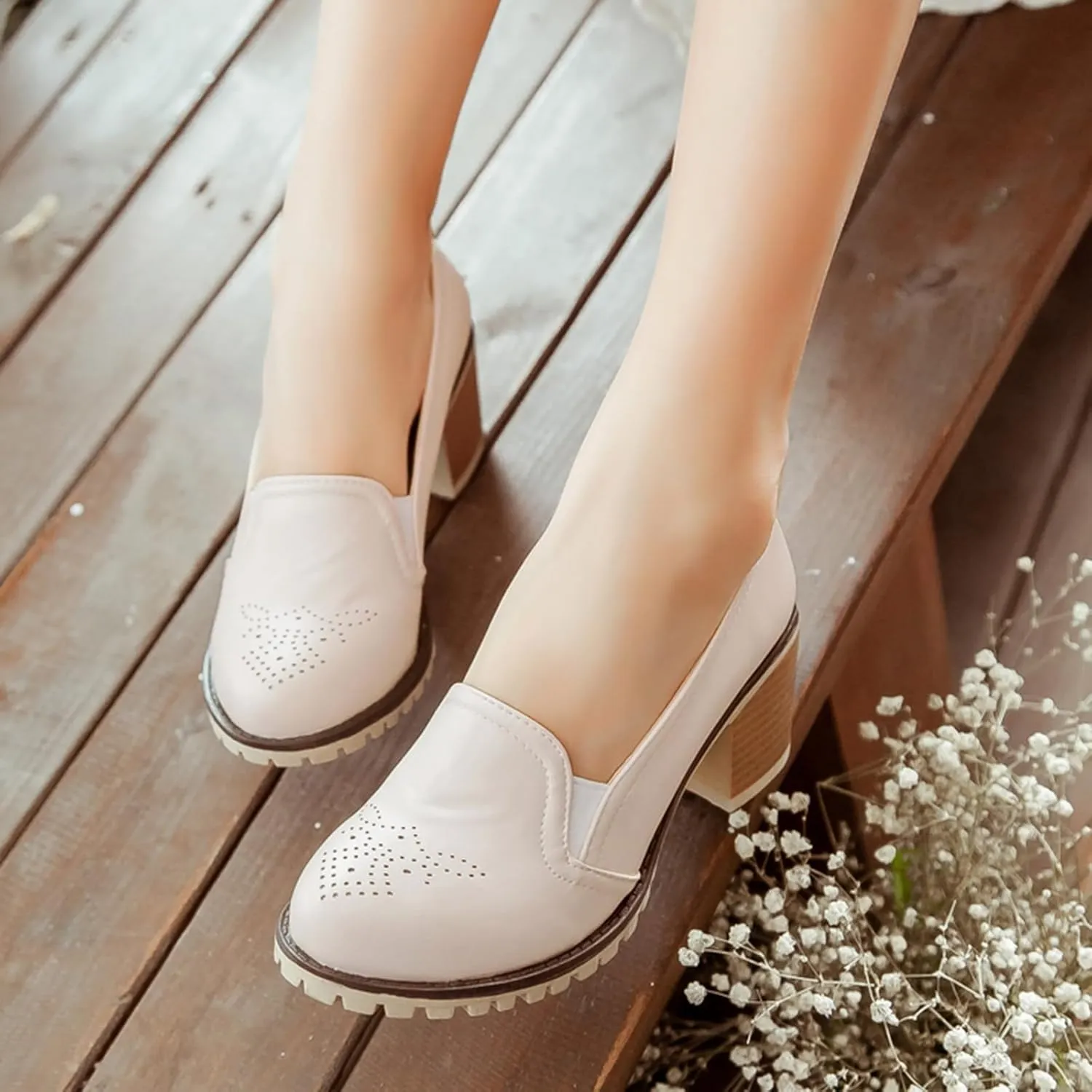 Gicoiz Mary Jane T Bar Womens Block Heel Office Work Shoes