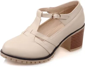 Gicoiz Mary Jane T Bar Womens Block Heel Office Work Shoes