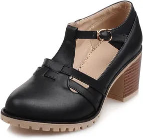 Gicoiz Mary Jane T Bar Womens Block Heel Office Work Shoes